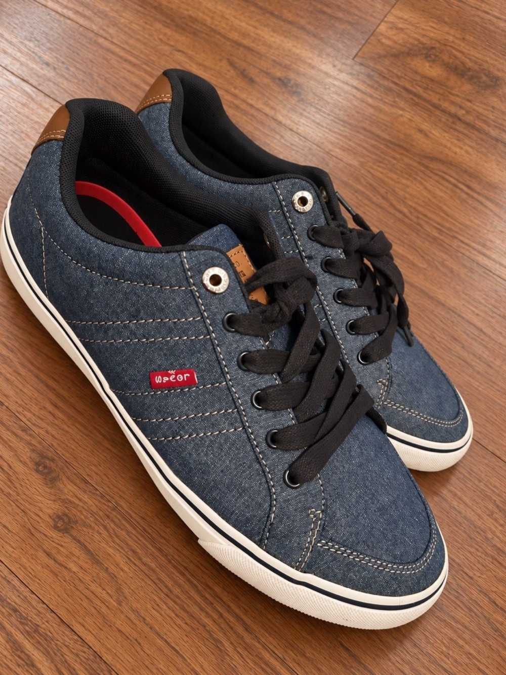 Levis Men’s Denim Low-Top Sneakers in Blue - Size 10